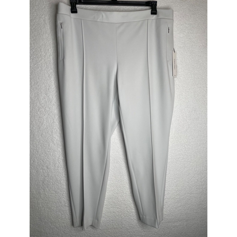 Calvin Klein Women's 22W Suit Pant Zip Pockets Elastic Waist Very Light Gray NWT